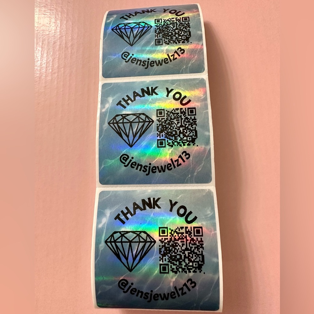 50 ct. Custom 2β Round Ocean Blue Holographic Stickers - Picture 6 of 8